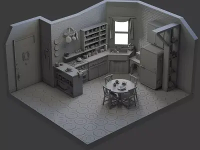 3d printable Friends diorama-monica gellar kitchen  3D print model