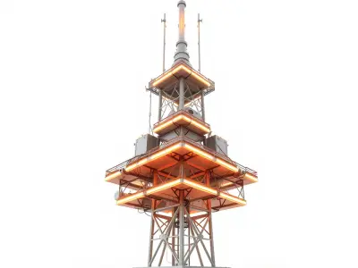 Futuristic Neon Light Tower Architecture model pack Low-poly 3D model