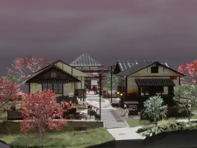 Japanese village 3D model