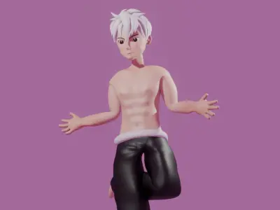 Cyberpunk Guardian3D character with rig  animation  3D model