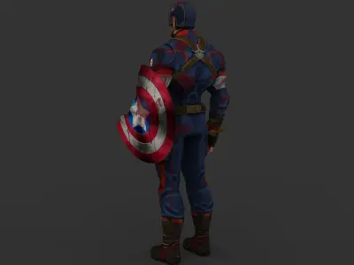 Captain America Low-poly 3D model