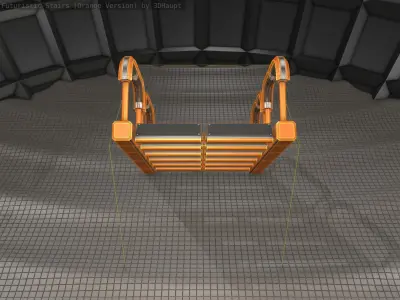 Sci-Fi Stairs - 27- Orange Version Low-poly 3D model