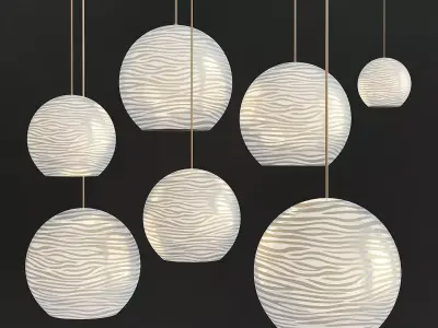 Large Paper Pendant Light Shades low poly 3d model Low-poly 3D model