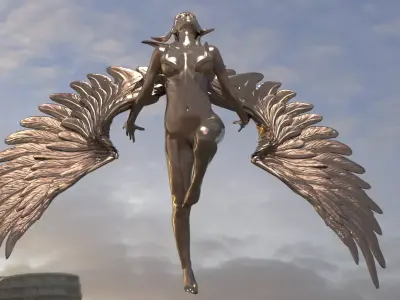 Crescent Angel Statue 3  3D model