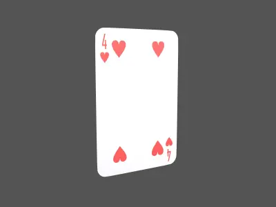Poker Cards Heart 4 V1 001 Low-poly 3D model