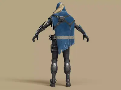 Exo Stranger Cyberpunk Rigged Character 3D model