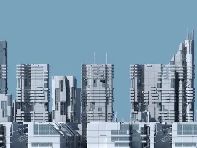 Futuristic Sci-Fi Skyscrapers 001 3D model