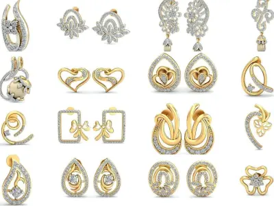 55 beautiful earrings  3D Model Pack