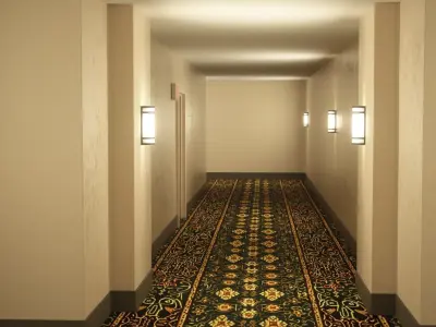 Hotel Hallway Octane Free 3D model