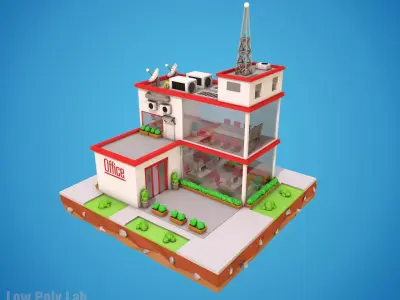 Cartoon City Office Low-poly 3D model