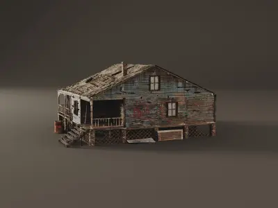 The Blue House Low-poly 3D model