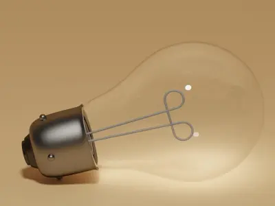 Simple Cute Incandescent Light Bulb Low-poly 3D model