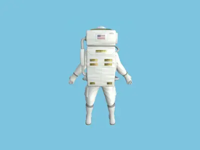 Astronaut Outfit 01 - White USA - Character Design Fashion Low-poly 3D model
