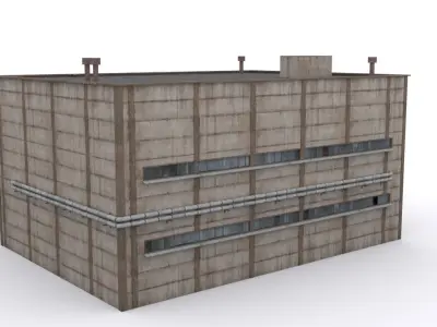 Hangar industrial building Low-poly 3D model