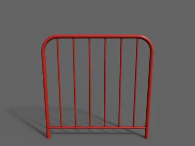 PBR Pedestrian Guard Rail Red V2 Low-poly 3D model