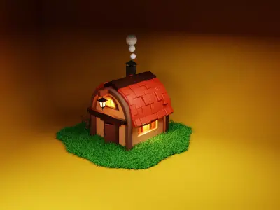 Old cobbler house low poly  3D model