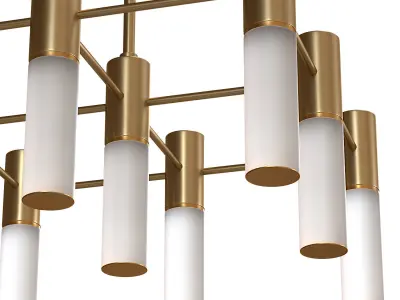Etoile 9-Lights Natural Brass  White Glass Chandeliers 3D model