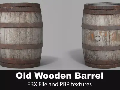 Old Wooden Barrel 3D model