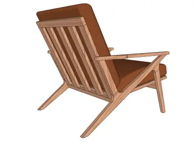 Cavett Ash Wood Leather Chair 3D model