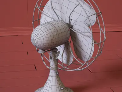 Vintage Fan and Suitcases 3D model