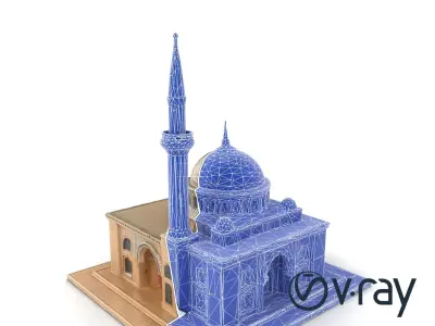 Majestic Mosque with Minaret model pack Low-poly 3D model
