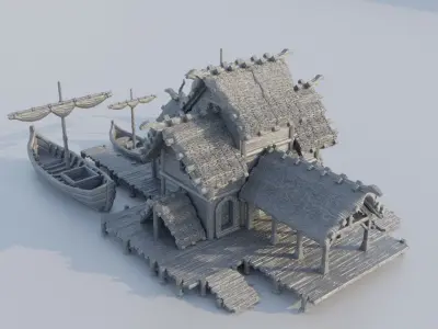 Small Viking Port Tabletop Terrain 28 mm 3D print model