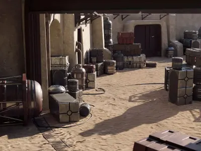 Star Wars Crates and Barrels 33 Variants - 3D Asset Kit PBR Low-poly 3D model