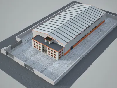 Industrial Building Factory 4 3D model