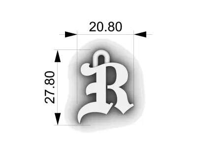 Gothic Letter R Pendant 3D print model