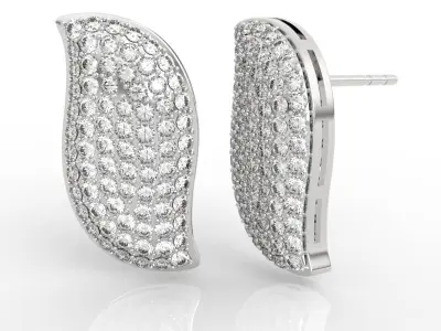 Leaf-shaped Diamond Stud Earrings 3D print model