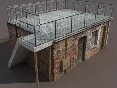 Derelict Building Low poly 3d Model Low-poly 3D model