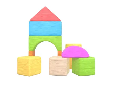 Wooden Block V1 002 Low-poly 3D model