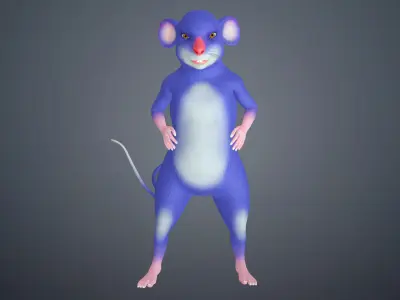 Cartoon Mouse Rigged Animal Character with Facial Control 3D model