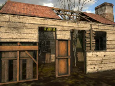 Buildings Pack - Old abandoned farm scene Low-poly 3D model