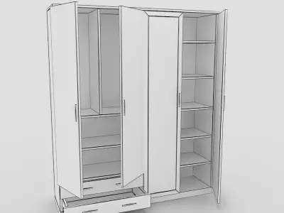 Cupboard-1 wardrobe with doors and drawers Free 3D model