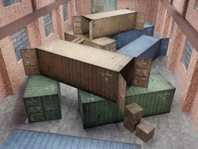 FPS Map - Warehouse Low-poly 3D model