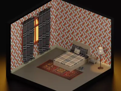 Burberry room Low-poly 3D model