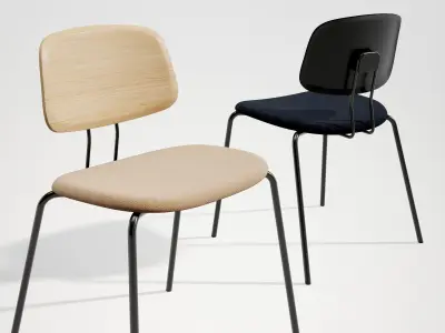 Okito Ply Dining with Upholstered Seat 3D model