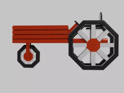 Farmall Inspired Tractor Shaped Flower Planter Low-poly 3D model