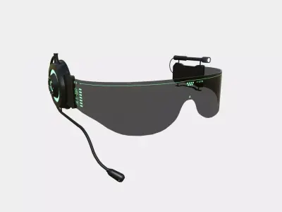 SciFi Glasses D02 Black Green - Character Design Fashion Low-poly 3D model