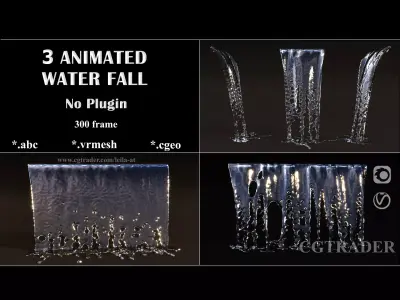 Animated waterfall  - NO PLUGINs 3D model