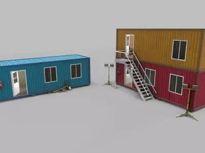 Office Containers With Interior Low-poly 3D model