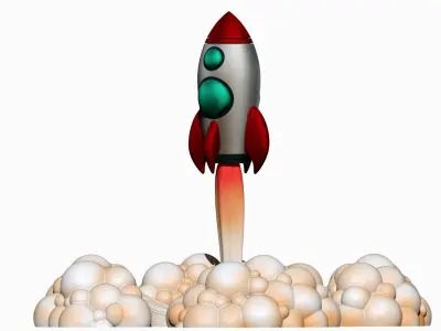 Rocket with smoke 3D print model