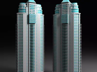 Twin Tower Mumbai Low-poly 3D model