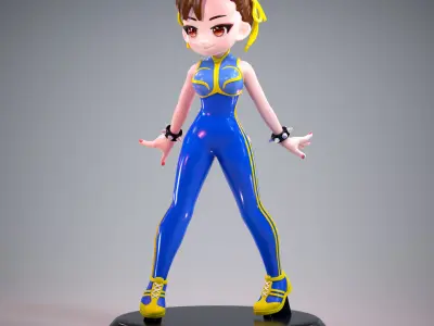 Mini Chun Li Alpha Outfit 01 - Street Fighter Game Figure 3D print model
