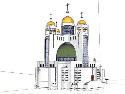 Architecture-Religion-God-Culture-Temple-096 church with two ... 3D model