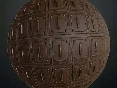Studded Decorative Wood Panel PBR Texture