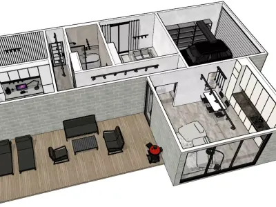 Residential interior design project covering 126 square meters 3D model
