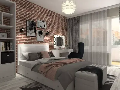Modern Teen Bedroom Interior Scene 3D model