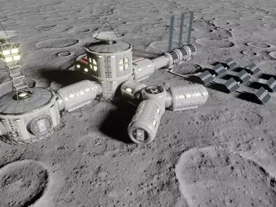 Lunar base kitbash 3D model